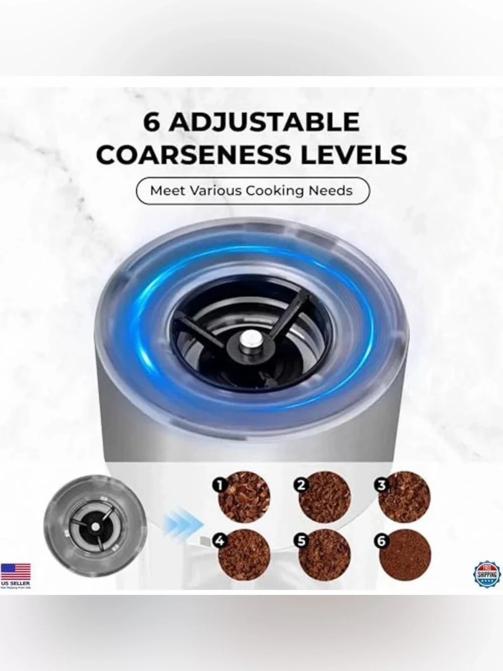Stainless Steel Electric Grinder Set - Silver & Black
